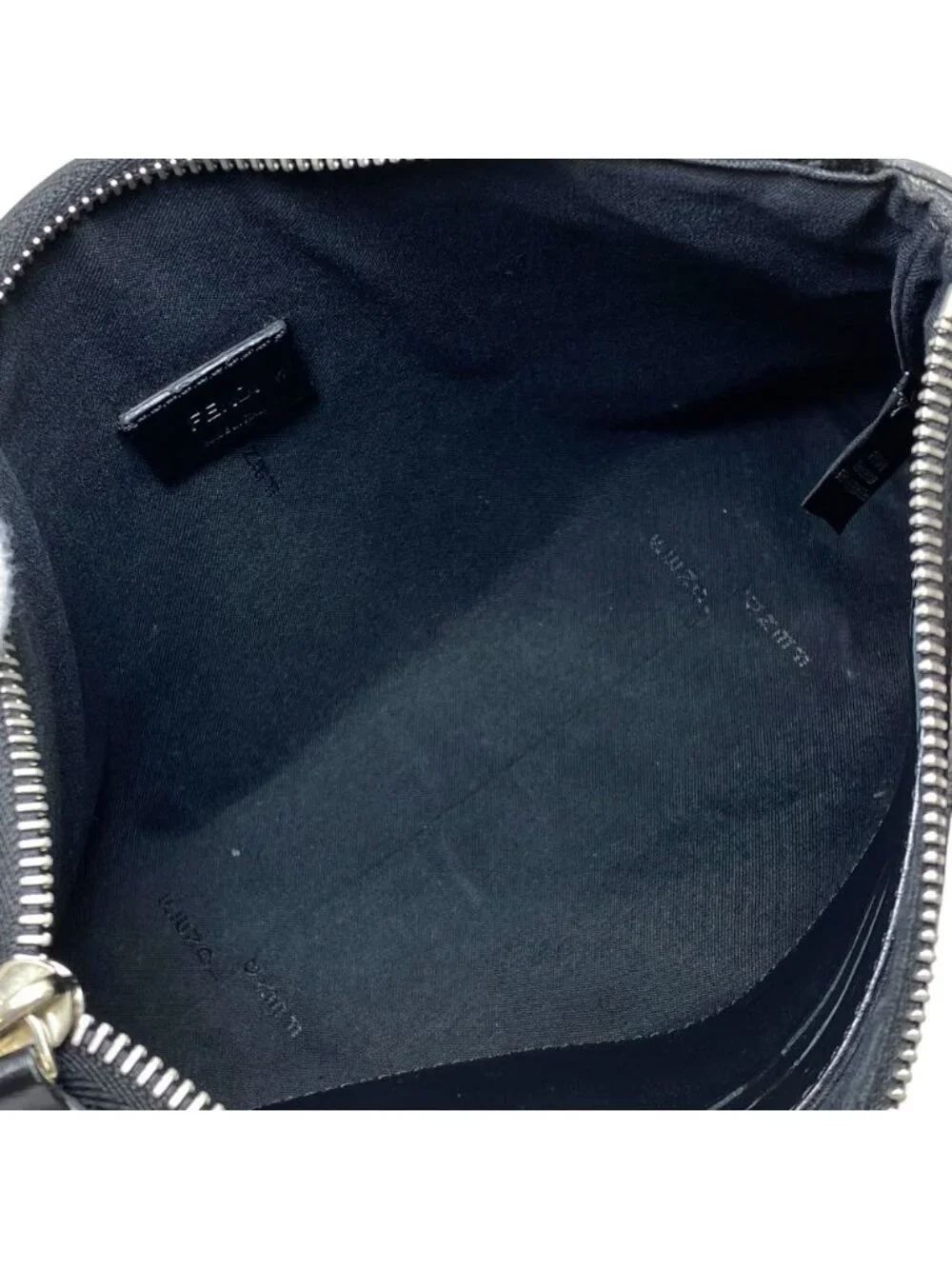 Fendi Clutch Pouch FF Logo Zucca Leather Black Lightweight Capacity